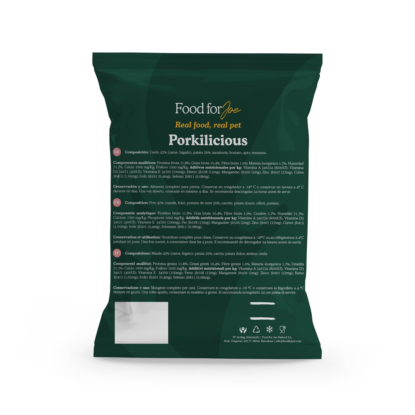 Porkilicious - menú de cerdo para perros 800g